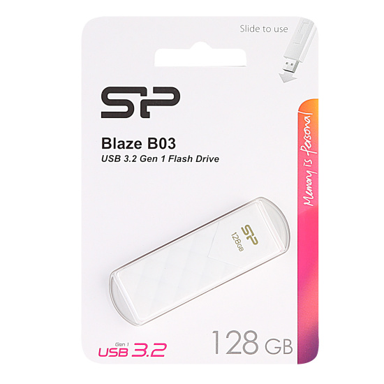 Флеш-память USB 128 Gb Silicon Power Blaze B03, USB 3.2, белый