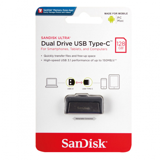 Флеш-память USB 128 Gb SanDisk Ultra Dual Drive USB 3.0 - USB Type C