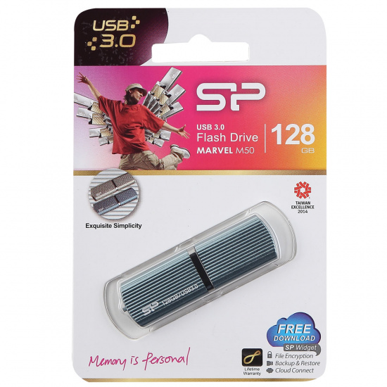 Флеш-память USB 128 Gb Silicon Power Marvel M50, USB 3.0 голубой