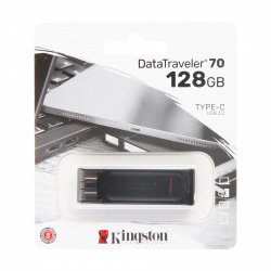Флеш-память USB 128 Gb Kingston DT70, Type-C 3.2, Черный