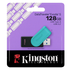 Флеш-память USB 128 Gb Kingston DT Exodia S черный/бирюзовый USB 3.2