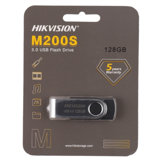 Флеш-память USB 128 Gb HIKVision M200S U3, USB 3.0, Черный/Серебристый