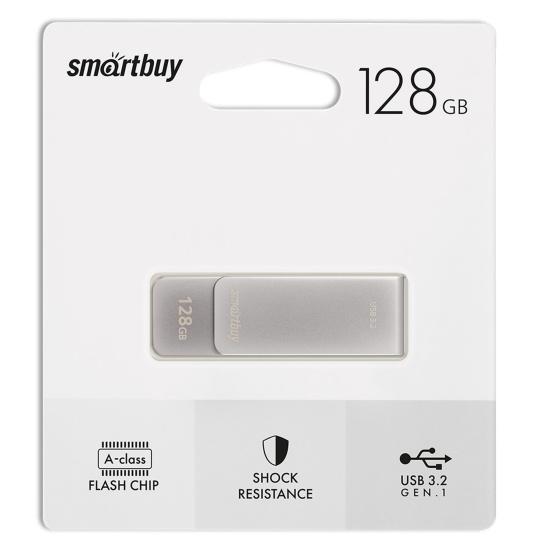 Флеш-память USB 128 Gb Smartbuy Metal M1 Grey (SB128GM1G) USB 3.2