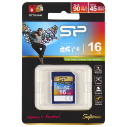 Карта памяти SDHC Card 16Gb class 10 UHS-I Silicon Power Superior 90 MB/s