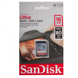 Карта памяти SDHC Card 16Gb class 10 Ultra UHS-1 SanDisk 80Mb/c (SDSDUNC-016G-GN6IN)