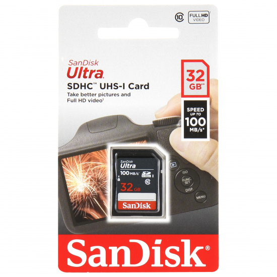 Карта памяти SDHC Card 32Gb Ultra, Class 10, UHS-I U1 100MB/s SanDisk