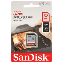 Карта памяти SDHC Card 32Gb Ultra, Class 10, UHS-I 120MB/s SanDisk