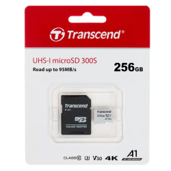 Карта памяти microSDXC 256GB Transcend Class 10 UHS-I U3, V30, A1 95 Mb/s (SD адаптер)
