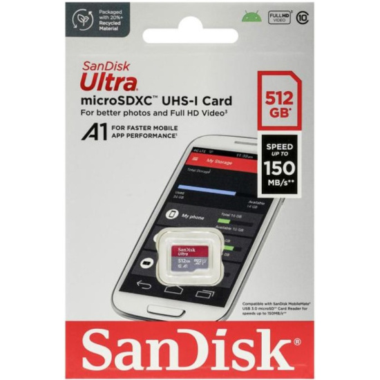 Карта памяти microSDXC 512GB SanDisk Ultra Class 10 UHS-I U1 A1 150MB/s