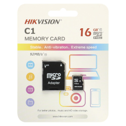 Карта памяти microSDHC 16GB Class 10 UHS-I U1 HS-TF-C1(STD) Hikvision  (SD адаптер)