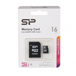 Карта памяти microSDHC Card (T-Flash) 16Gb класс 10 Silicon Power (SD адаптер)