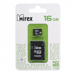 Карта памяти microSDHC Card 16Gb class 10 + SD адаптер Mirex