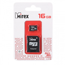 Карта памяти microSDHC Card 16Gb class 10 UHS-I +SD адаптер Mirex