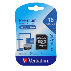 Карта памяти microSDHC 16GB Class10 + SD адаптер Verbatim