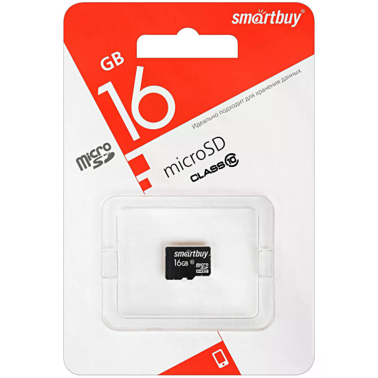 Карта памяти microSDHC 16GB Class10 SmartBuy