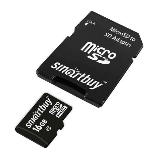 Карта памяти microSDHC 16GB Class10 +SD адаптер SmartBuy
