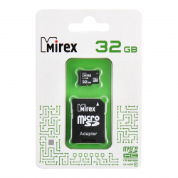 Карта памяти microSDHC Card 32Gb class 10 + SD адаптер Mirex