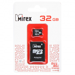 Карта памяти microSDHC Card 32Gb class 10 UHS-1+SD адаптер Mirex