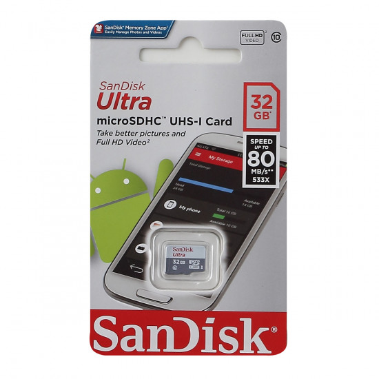 Карта памяти microSDHC Card Ultra 32Gb 80 MB/s класс 10 SanDisk