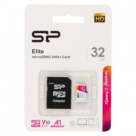 Карта памяти microSDHC Card (T-Flash) 32Gb класс 10 UHS-I U1 Silicon Power Elite 100MB/s (+SD адаптер)