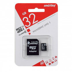 Карта памяти microSDHC Card (T-Flash) 32Gb класс 10 UHS-I + адаптер SD Smartbuy