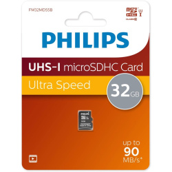 Карта памяти microSDHC Card 32Gb класс 10 Philips High Speed UHS-I U1  90MB/s