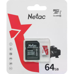 Карта памяти microSDXC 64GB Class10 Netac NT02P500ECO-064G-R P500 Eco UHS-I U1 (SD адаптер)