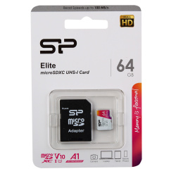 Карта памяти microSDXC 64Gb Class 10 UHS-I Silicon Power Elite (SD адаптер)