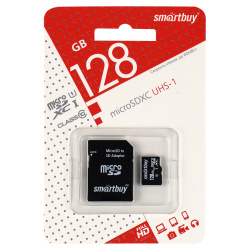 Карта памяти microSDXC 128GB Class10 Smartbuy (+SD адаптер)