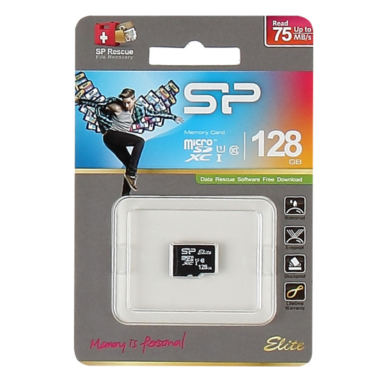 Карта памяти microSDXC 128GB Class10  Silicon Power Elite microSDXC UHS-I U1