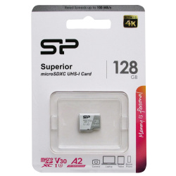 Карта памяти microSDXC 128GB Class10 Silicon Power Superior V30 A2 UHS-I U3 100MB/s
