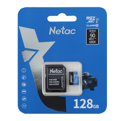 Карта памяти microSDXC 128GB Class10 Netac NT02P500STN-128G-R P500 UHS-I U1 (SD адаптер)