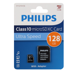 Карта памяти microSDXC 128GB Class10 Philips (SD адаптер)