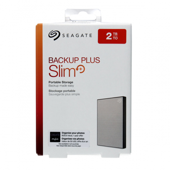 Внешний жёсткий диск Seagate Original STHN2000401 2 TB / 2.5" / USB 3.0 Backup Plus Slim silver 