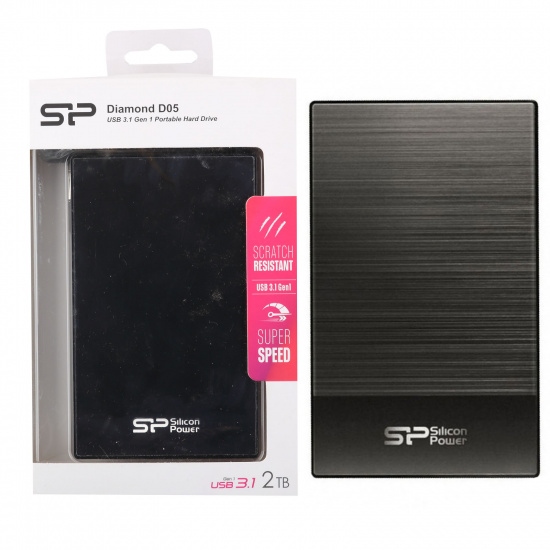 Внешний жёсткий диск Silicon Power 2Tb SP020TBPHDD05S3T Diamond D05 / 2.5" / USB 3.1 серый