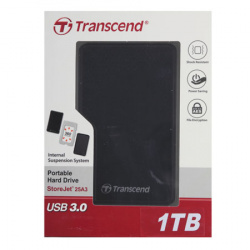 Внешний жёсткий диск Transcend StoreJet 25A3К 1TB/2.5"/USB 3.1 Противоударный, черный