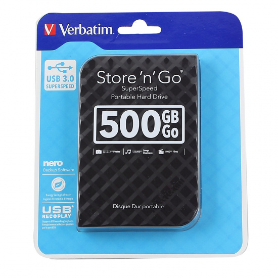 Внешний жесткий диск Verbatim HDD 500GB  Store 'n' Go Style, 2.5", USB 3.0, Черный   