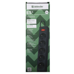 Сетевой фильтр 5 розеток Defender ES Black 10A (5,0 м)