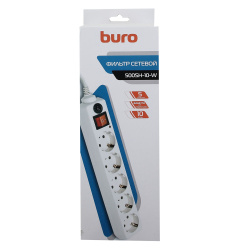 Сетевой фильтр 5 розеток 500SH-10-W (10.0м) белый (992302)