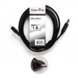 Кабель USB 2.0 A-mini B (5 pin) 1,8 м черный TELECOM <TC6911BK-1.8M>