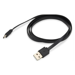 Кабель USB 2.0 A-micro B (m-m), 1,0 м, черный плоский 2А Buro