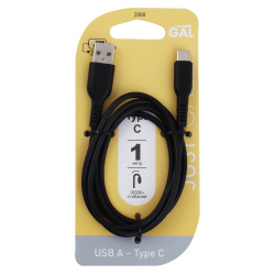 Кабель USB 2.0 A-Type C (m-m), 1,0 м, черный 2888 2А GAL