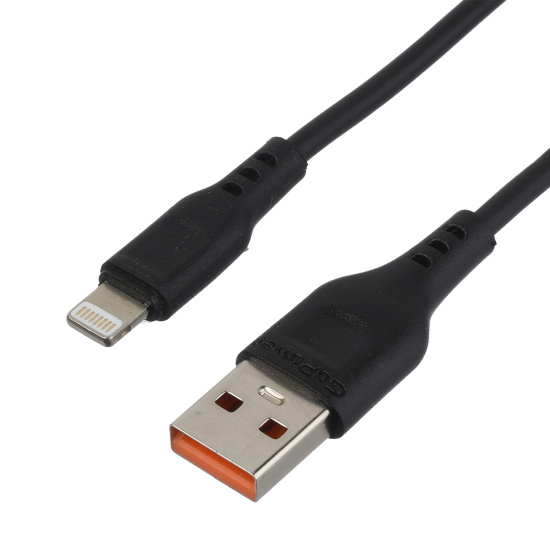 Кабель USB 8-pin для Apple, длина 2,0 м, черный, макс. сила тока 2,1А fast charge GoPower GP01L-2M
