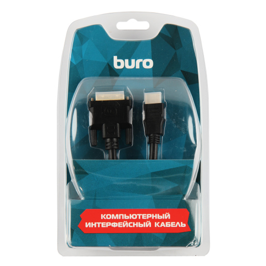 Кабель DVI-D- HDMI 1.8м, позолоченные контакты, Buro (485562)