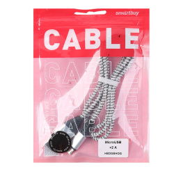 Кабель USB-micro USB, HEDGEHOG длина 1,0 м, серый, макс. сила тока 2А (ik-12HH gray) Smartbuy