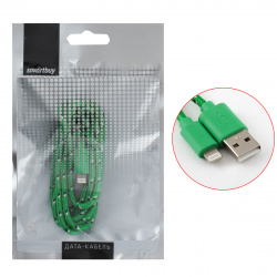 Кабель USB 8-pin для Apple, нейлон, длина 1,2 м, зеленый, макс. сила тока 2А (iK-512n green)/500 Smartbuy
