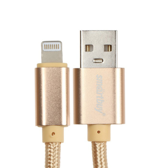 Кабель USB 8-pin для Apple, S02 Lightning, длина 1,0 м, золотистый, макс. сила тока 3А (iK-512-S02g) Smartbuy