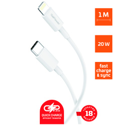 Кабель Type-C -8-pin для Apple GoPower GP10TL 1м белый