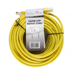 Кабель Patch Cord литой Telecom UTP кат.5е 10м желтый <NA102-Y-10M_314412>
