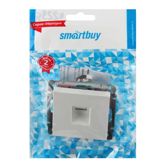 Розетка компьютерная RJ-45 1-местная белая "Нептун" (SBE-05w-S1-RJ)